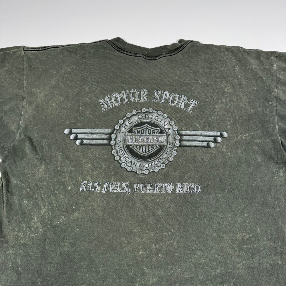 VTG 2002 HARLEY DAVIDSON Shirt Puerto Rico - Great American Roadtrip Green XXL - Picture 9 of 12